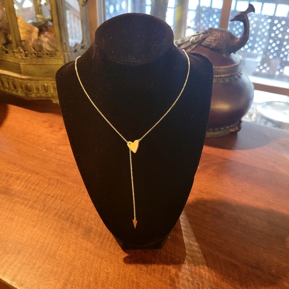 Heart and Arrow Cupid Valentines Adjustable Lariat Necklace silver #5 - Picture 3 of 8